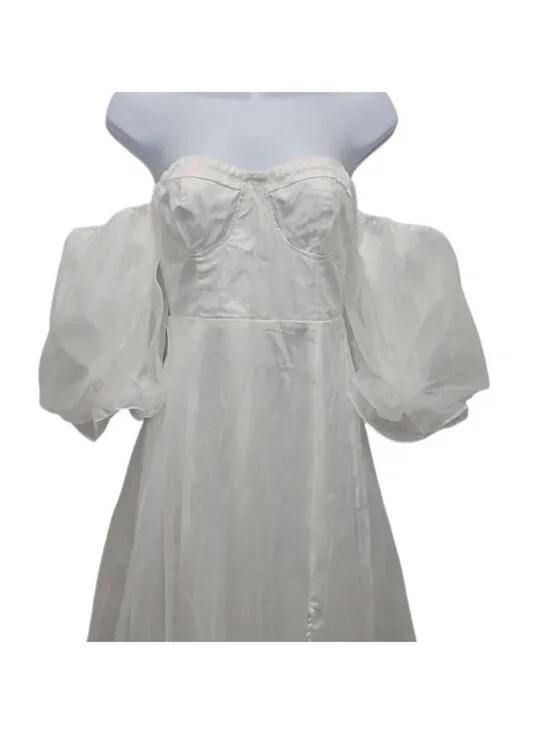 Lulus True Excellence Bustier Off The Shoulder Gown XS New White Dress Bridal - Picture 4 of 13